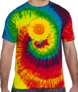Yoga Clothing For You Adult Sunflower Tie Dye Tee - Reactive Rainbow - Yoga Clothing for You