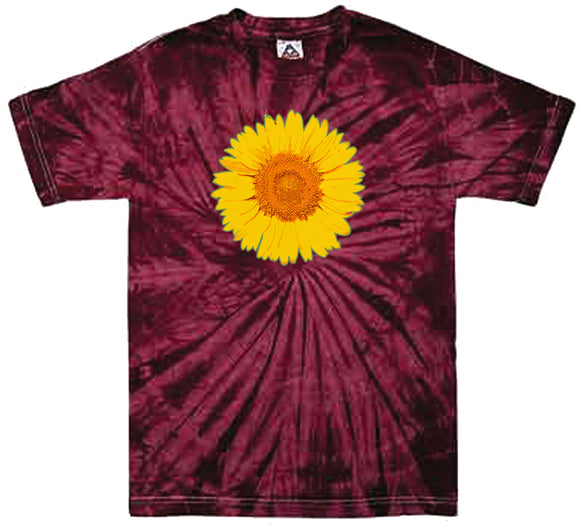 Yoga Clothing For You Adult Sunflower Tie Dye Tee - Spider Crimson Red - Yoga Clothing for You