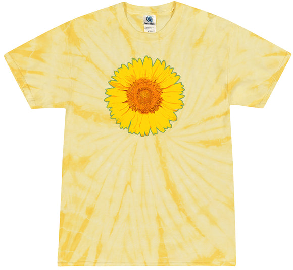 Yoga Clothing For You Adult Sunflower Tie Dye Tee - Spider Dandelion Yellow - Yoga Clothing for You