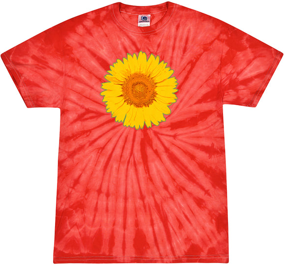 Yoga Clothing For You Adult Sunflower Tie Dye Tee - Spider Red - Yoga Clothing for You