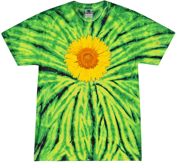 Yoga Clothing For You Adult Sunflower Tie Dye Tee - Wild Spider Green - Yoga Clothing for You