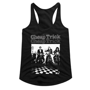 Cheap Trick Ladies Racerback Tanktop Motorcycles Black Tank - Yoga Clothing for You
