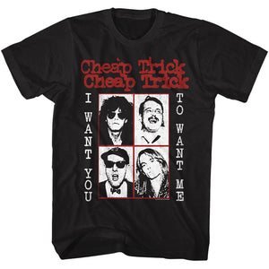 Cheap Trick Tall T-Shirt I Want You To Want Me Black Tee - Yoga Clothing for You