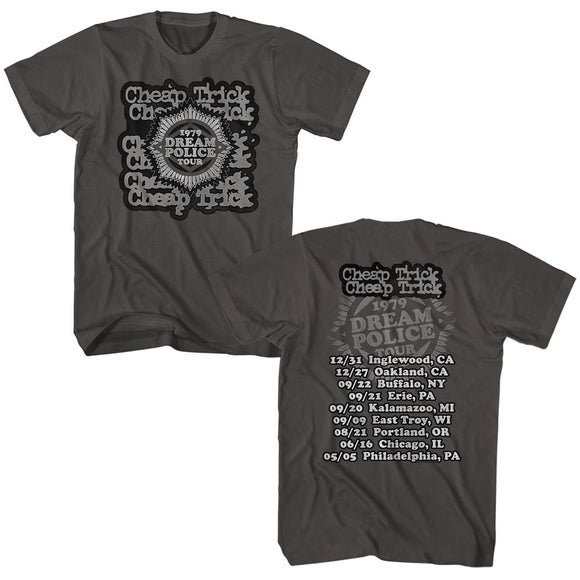 Cheap Trick T-Shirt Dream Police Tour Front and Back Smoke Tee - Yoga Clothing for You