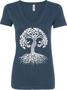 White Celtic Tree Ideal V-neck Yoga Tee Shirt - Yoga Clothing for You