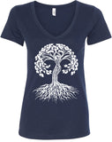 White Celtic Tree Ideal V-neck Yoga Tee Shirt - Yoga Clothing for You