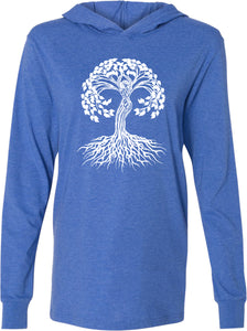 White Celtic Tree Lightweight Yoga Hoodie Tee Shirt - Yoga Clothing for You