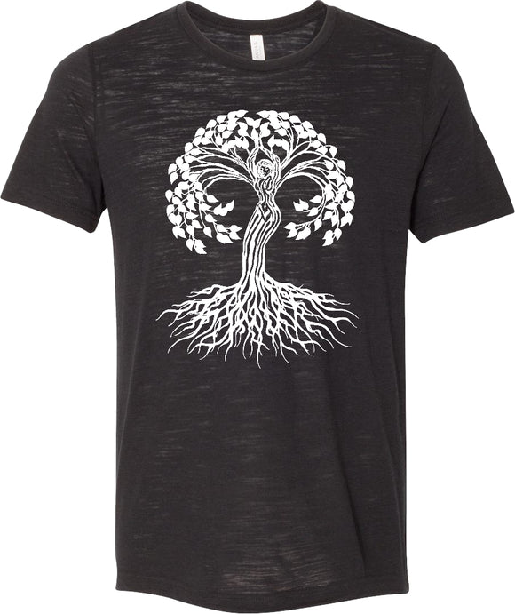 White Celtic Tree Burnout Yoga Tee Shirt - Yoga Clothing for You