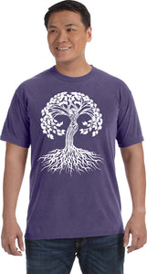 White Celtic Tree Pigment Dye Yoga Tee Shirt - Yoga Clothing for You