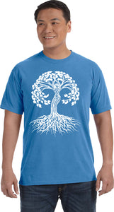 White Celtic Tree Pigment Dye Yoga Tee Shirt - Yoga Clothing for You