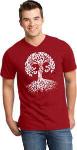 White Celtic Tree Important V-neck Yoga Tee Shirt - Yoga Clothing for You