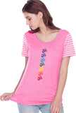 Chakra OMS Striped Multi-Contrast Yoga Tee Shirt - Yoga Clothing for You