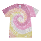 Tie Dye Multi Color Swirl Streak Classic Fit Crewneck Short Sleeve T-shirt for Mens Women Adult T-shirt, Desert Rose - Yoga Clothing for You