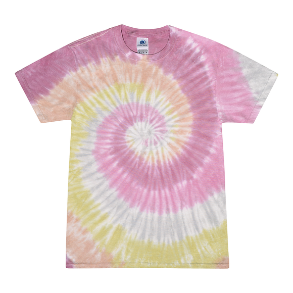 Tie Dye Multi Color Swirl Streak Classic Fit Crewneck Short Sleeve T-shirt for Kids, Desert Rose - Yoga Clothing for You