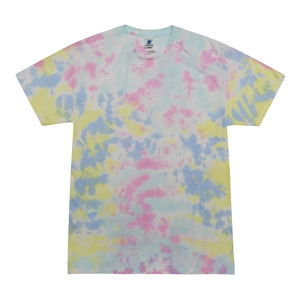 Tie Dye Multi Color Blotched Classic Fit Crewneck Short Sleeve T-shirt for Kids, Dharma - Yoga Clothing for You