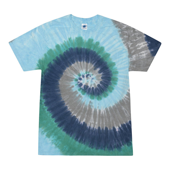 Tie Dye Multi Color Swirl Classic Fit Crewneck Short Sleeve T-shirt for Kids, Earth - Yoga Clothing for You