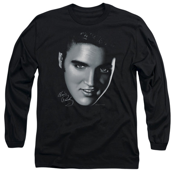 Elvis Presley Long Sleeve T-Shirt Big Face Black Tee - Yoga Clothing for You