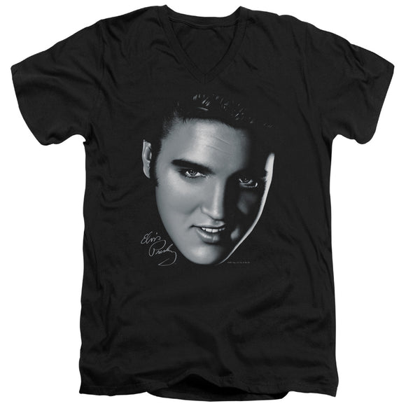 Elvis Presley Slim Fit V-Neck T-Shirt Big Face Black Tee - Yoga Clothing for You