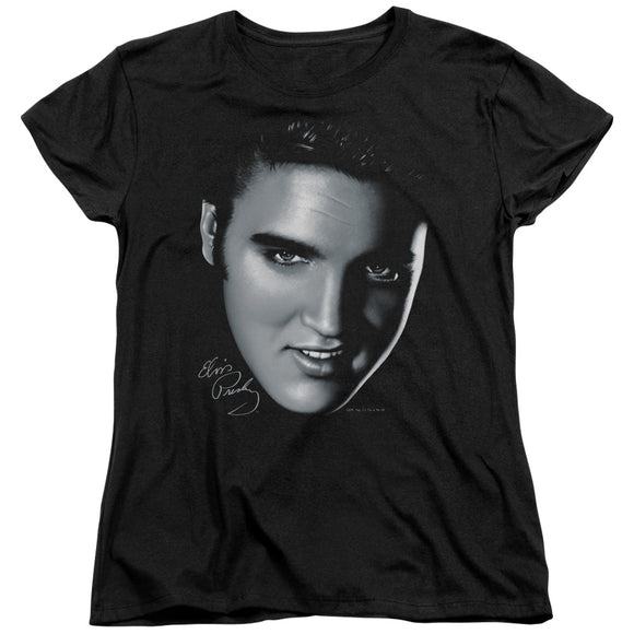 Elvis Presley Womens T-Shirt Big Face Black Tee - Yoga Clothing for You