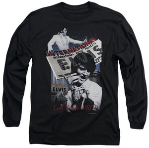 Elvis Presley Long Sleeve Adult T-Shirt - International Hotel Black Tee - Yoga Clothing for You