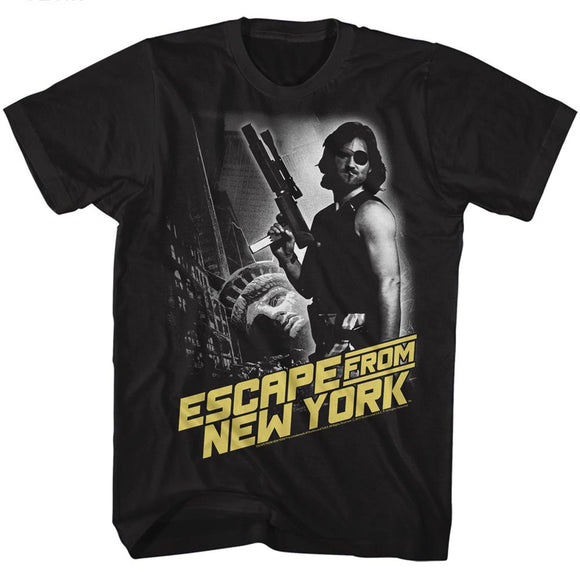 Escape From New York Tall T-Shirt Black and White Poster Black Tee - Yoga Clothing for You