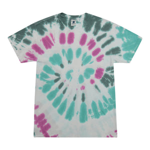 Tie Dye Multi Color Spiral Streak Classic Fit Crewneck Short Sleeve T-shirt for Mens Women Adult T-shirt, Everglades - Yoga Clothing for You