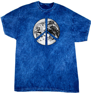 Peace T-shirt Earth Satellite Symbol Mineral Washed Tie Dye Tee - Yoga Clothing for You