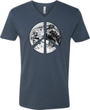 Peace T-shirt Earth Satellite Symbol V-Neck - Yoga Clothing for You