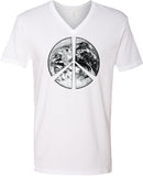 Peace T-shirt Earth Satellite Symbol V-Neck - Yoga Clothing for You