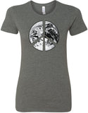Ladies Peace T-shirt Earth Satellite Symbol Longer Length Tee - Yoga Clothing for You
