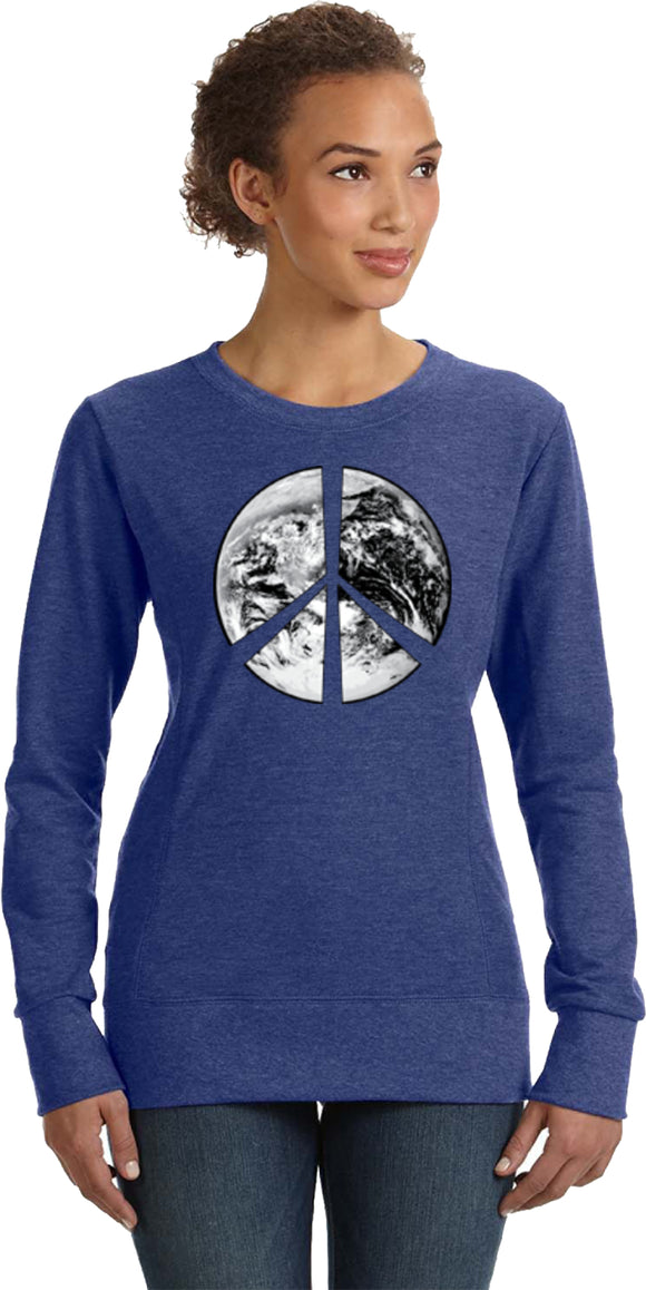 Ladies Peace Sweatshirt Earth Satellite Symbol - Yoga Clothing for You