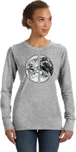 Ladies Peace Sweatshirt Earth Satellite Symbol - Yoga Clothing for You