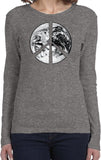 Ladies Peace T-shirt Earth Satellite Symbol Long Sleeve - Yoga Clothing for You