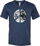 Peace T-shirt Earth Satellite Symbol Tri Blend V-Neck - Yoga Clothing for You