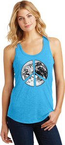 Ladies Peace Tank Top Earth Satellite Symbol Racerback - Yoga Clothing for You
