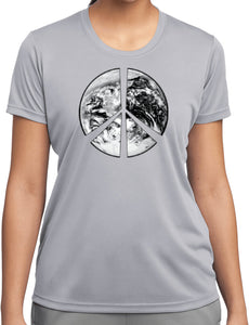 Ladies Peace T-shirt Earth Satellite Symbol Moisture Wicking Tee - Yoga Clothing for You