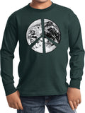 Kids Peace T-shirt Earth Satellite Symbol Youth Long Sleeve - Yoga Clothing for You