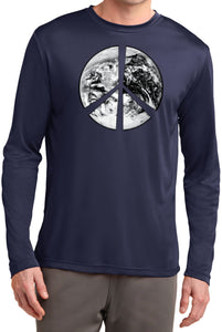 Peace T-shirt Earth Satellite Symbol Dry Wicking Long Sleeve - Yoga Clothing for You