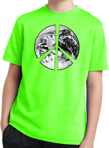 Kids Peace T-shirt Earth Satellite Symbol Youth Dry Wicking Tee - Yoga Clothing for You