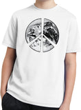 Kids Peace T-shirt Earth Satellite Symbol Youth Dry Wicking Tee - Yoga Clothing for You