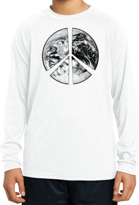 Kids Peace Shirt Earth Satellite Symbol Dry Wicking Long Sleeve - Yoga Clothing for You