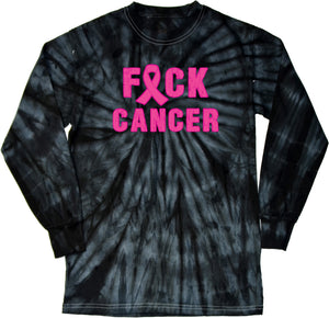 Breast Cancer T-shirt Fxck Cancer Tie Dye Long Sleeve - Yoga Clothing for You