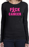 Ladies Breast Cancer T-shirt Fxck Cancer Long Sleeve - Yoga Clothing for You