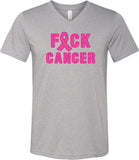 Breast Cancer T-shirt Fxck Cancer Tri Blend V-Neck - Yoga Clothing for You