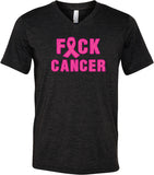 Breast Cancer T-shirt Fxck Cancer Tri Blend V-Neck - Yoga Clothing for You