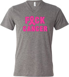 Breast Cancer T-shirt Fxck Cancer Tri Blend V-Neck - Yoga Clothing for You