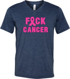 Breast Cancer T-shirt Fxck Cancer Tri Blend V-Neck - Yoga Clothing for You