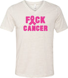 Breast Cancer T-shirt Fxck Cancer Tri Blend V-Neck - Yoga Clothing for You