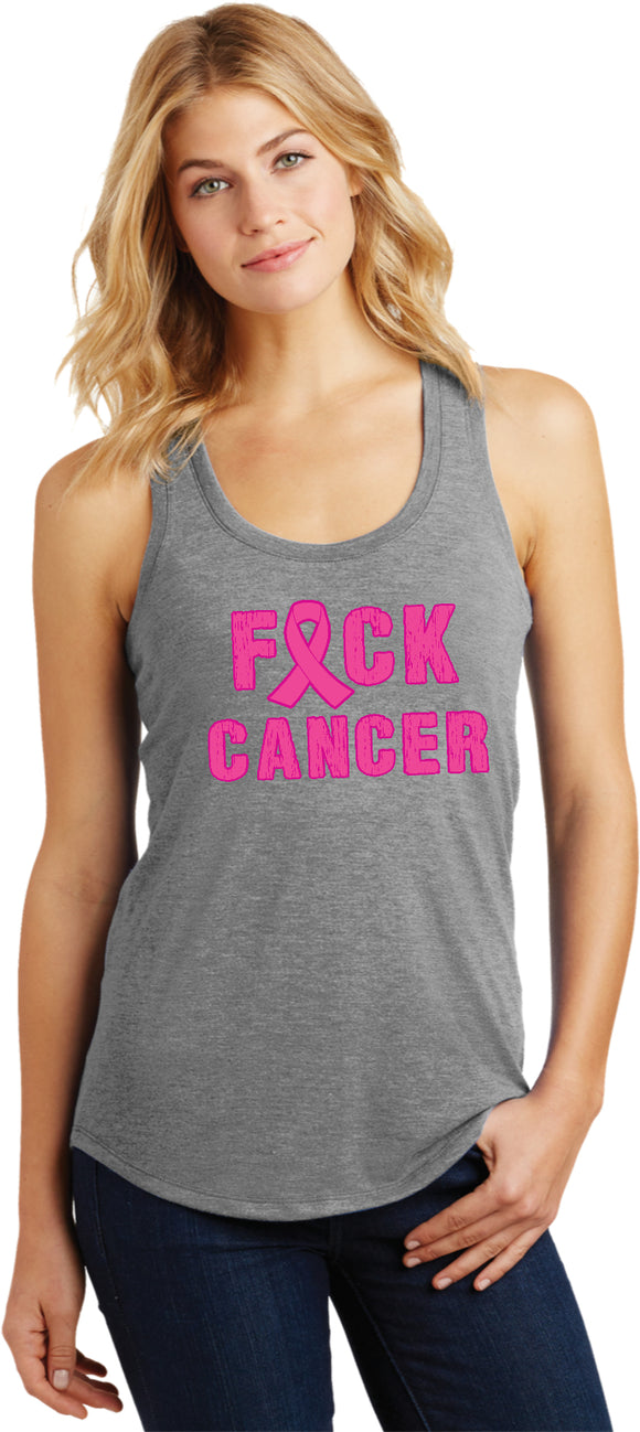 Ladies Breast Cancer Tank Top Fxck Cancer Racerback - Yoga Clothing for You