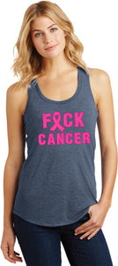 Ladies Breast Cancer Tank Top Fxck Cancer Racerback - Yoga Clothing for You